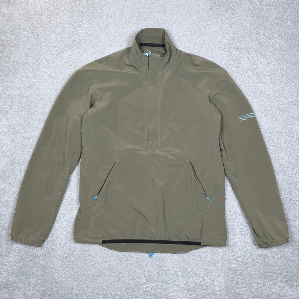 Janji Mens Rainrunner Packable Half Zip Running Jacket Olive Green Small Outdoor